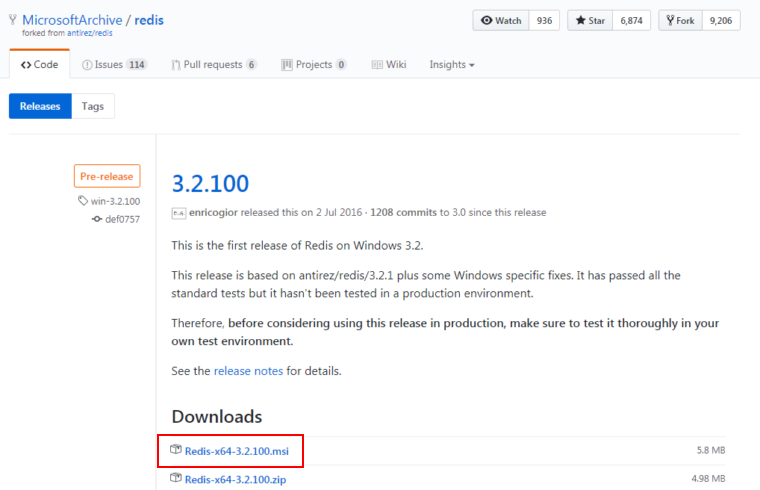 Redis on Windows github